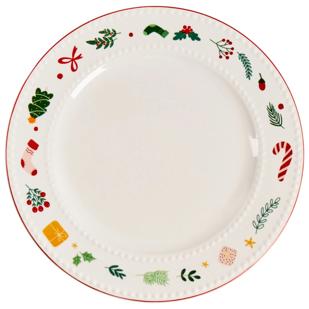 Set di 12 pezzi Porcellana bianca Finitura smaltata reattiva fatta a mano Servizio per 4 persone Effetto martellato Natale Cucina Sala da pranzo