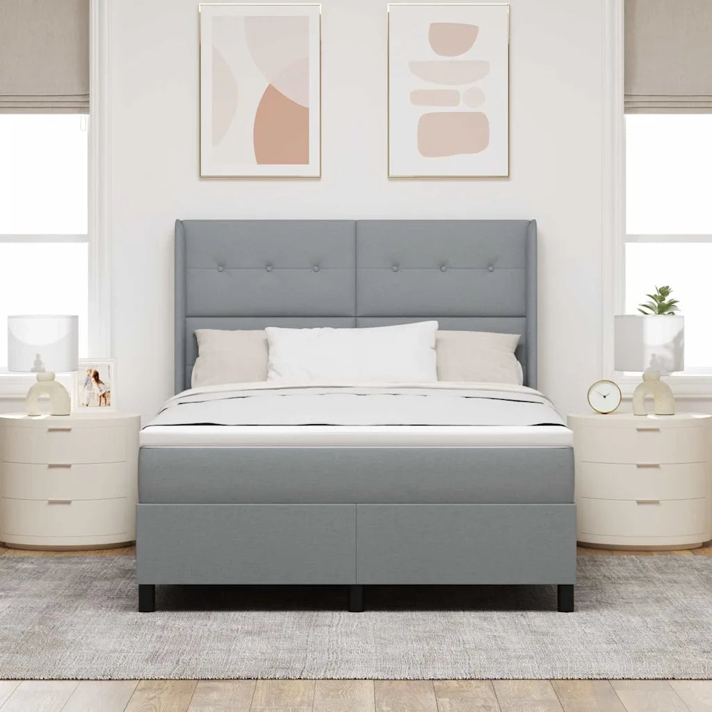 Letto a Sorgente LED Grigio chiaro 140 x 190 cm Tessuto