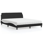 Letto con Materasso Dover Nero e Bianco 160x200cm Similpelle 3208442