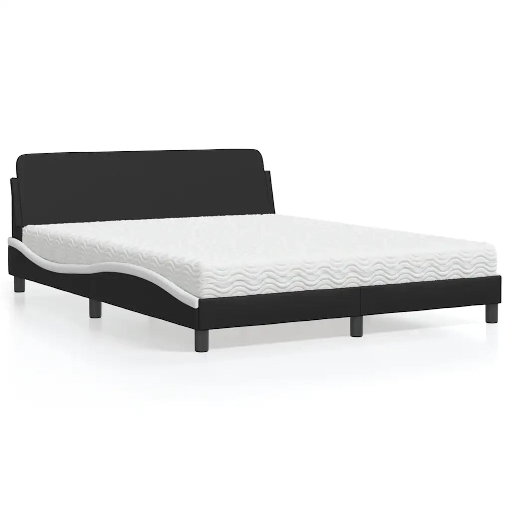 Letto con Materasso Dover Nero e Bianco 160x200cm Similpelle 3208442