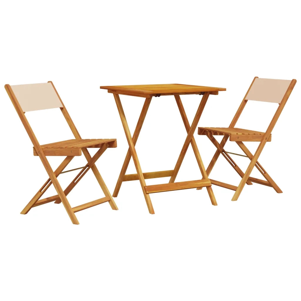 Set da Bistrot 3pz Beige in Tessuto e Legno Massello