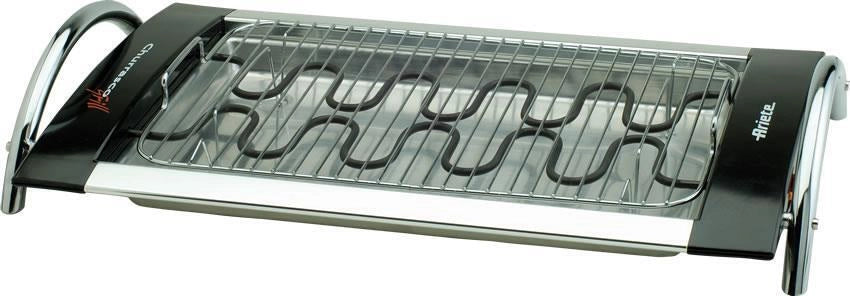 Ariete 732 Churrasco Grill, Barbecue elettrico, 2000 W, Doppia Griglia in acciaio cromato, Regolazione temperatura, Grigio