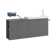 Mobile lavabo "Ferla 110" - 110 x 22 x 45 cm - Grigio opaco