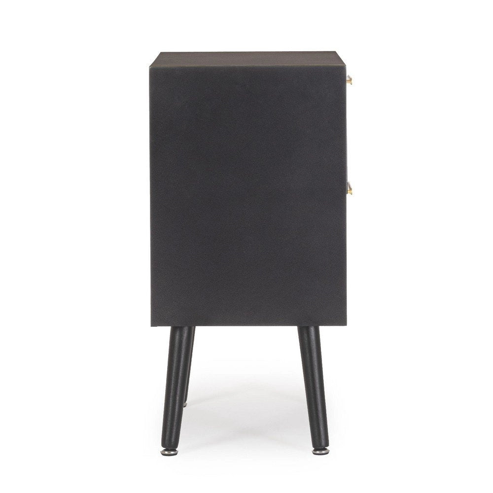 Cassettiera 2 Cassetti Legno Nero Boho da Interno - JOSIE