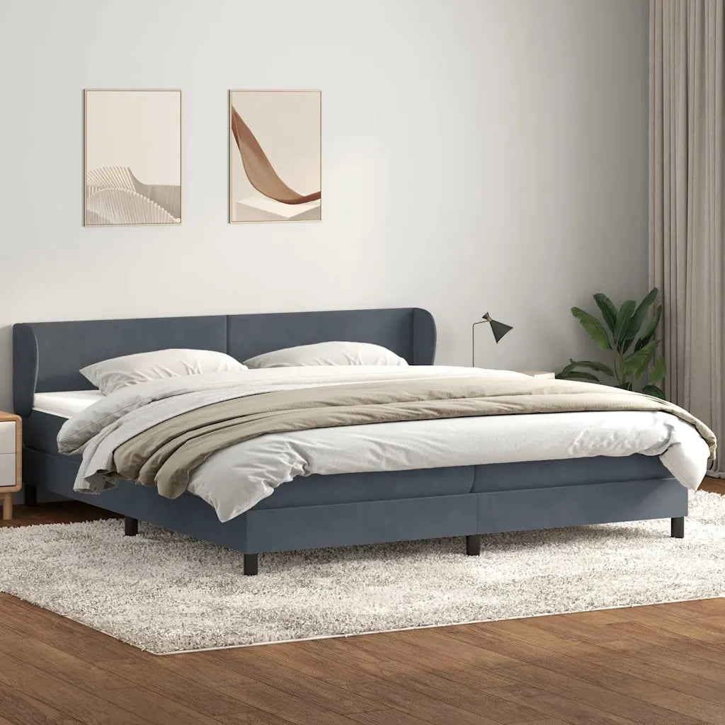 vidaXL Giroletto a Molle con Materassi Grigio Scuro 180x210 cm Velluto