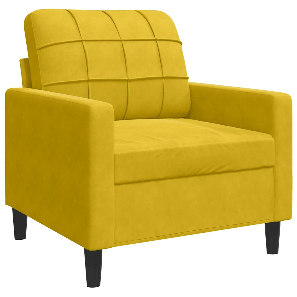 Set di Divani 3 pz con Cuscini e Rinforzi Giallo in Velluto 3278457