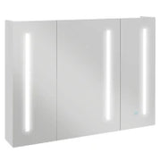 kleankin Armadietto con Specchio con Ripiani Regolabili e Luci LED a 3 Colori, in MDF e Vetro, 90x15x70 cm, Bianco