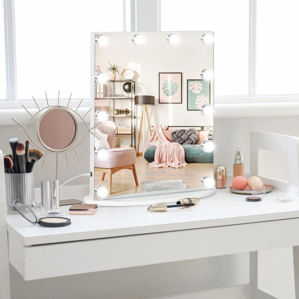 Specchio Trucco Hollywood ¨C zephmum ¨C Bianco 41,5x13,5x51 cm