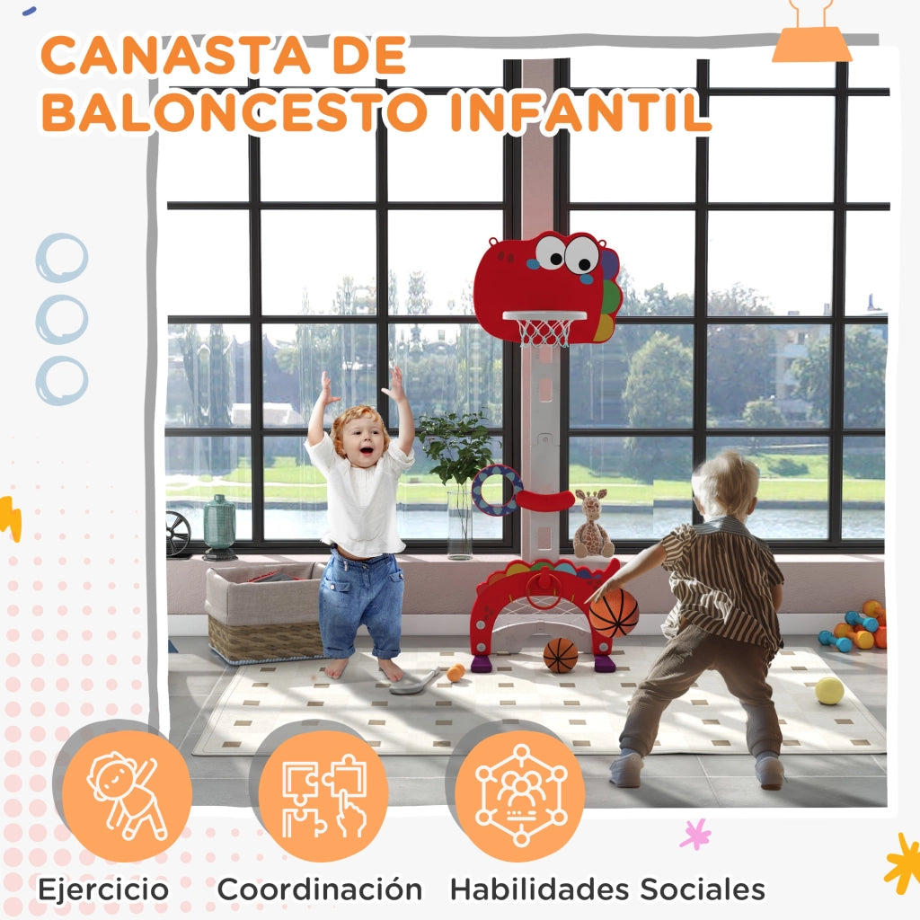 Cestino da Basket per Bambini Regolabile in Altezza con Palla ¨C Minimal ¨C Rosso