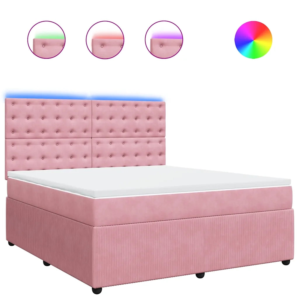 Giroletto a Molle con Materasso Rosa 180x200 cm in Velluto 3294723