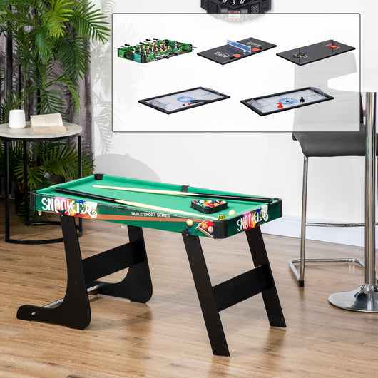 Tavolo da Gioco 6 in 1 Multigioco 118x104x71 cm con Calcio Balilla Biliardo Air Hockey Ping Pong Anelli e Hockey su