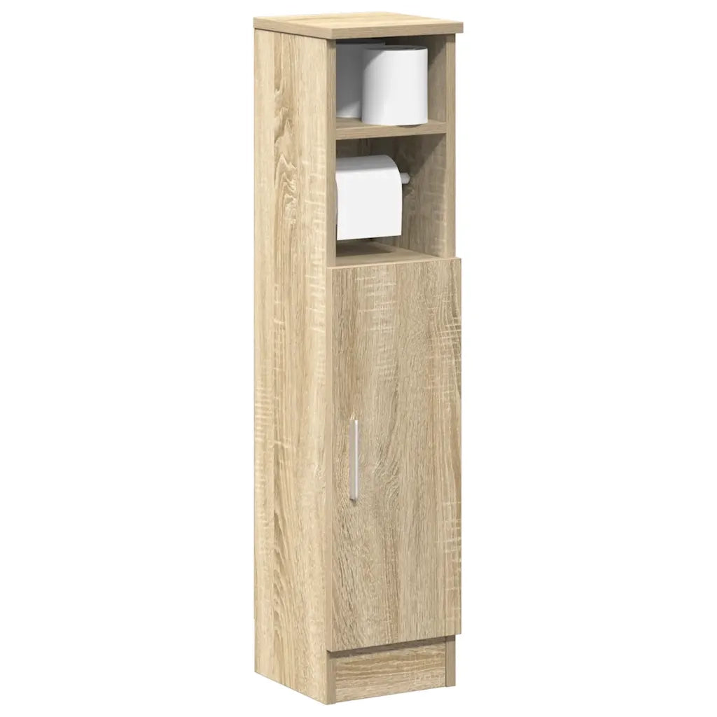 vidaXL Mobile da Bagno con Portarotolo Rovere Sonoma 20,5x22x90 cm