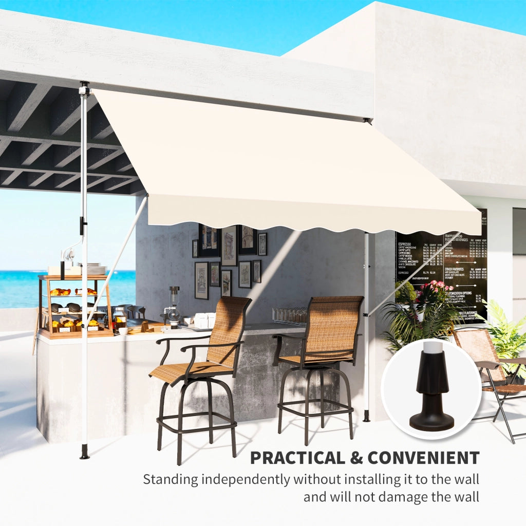 Tenda a braccio pieghevole 300 x 150 cm altezza regolabile con pinza protezione solare manovella manuale telaio alluminio colore beige