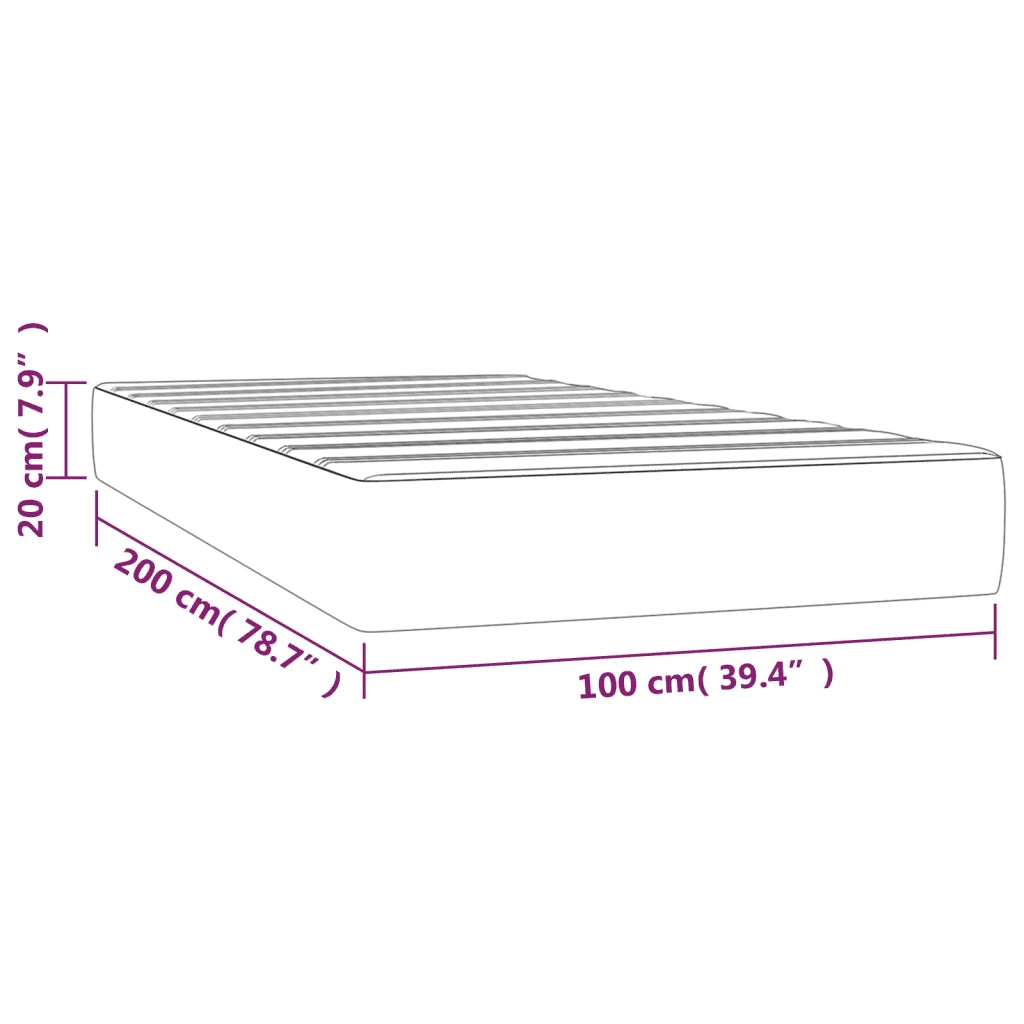 Materasso a Molle Insacchettate Rigidità Media Marrone Scuro 100x200x20 cm 347737