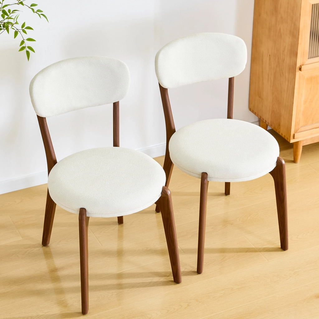 Set 2 Sedie da Pranzo in Tessuto di Lino Imbottite ¨C Xylo ¨C Stile Moderno, Beige