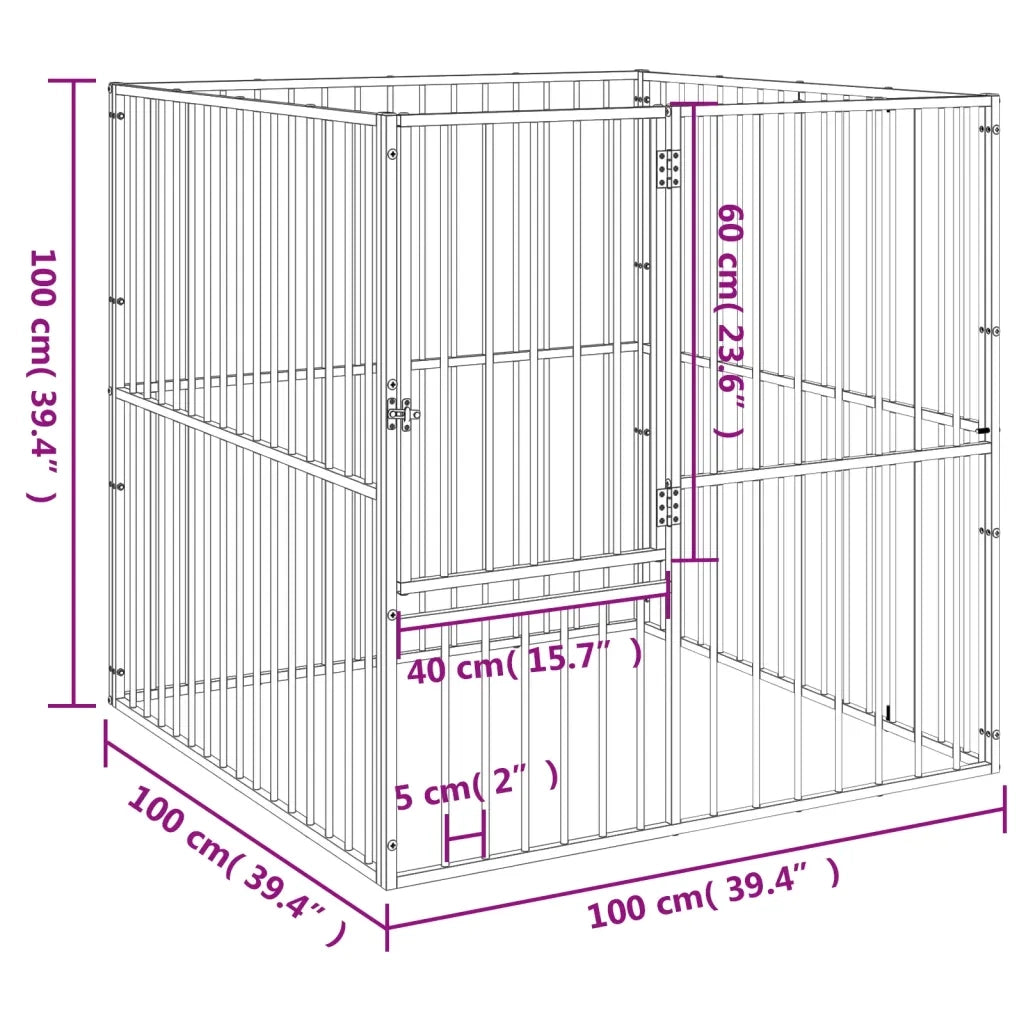 Box per Cani 4 Pannelli Nero Acciaio Zincato CFW9876405