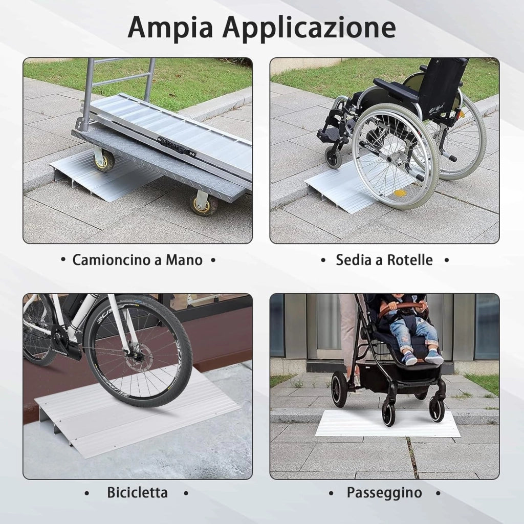 Rampa per Soglia Porta, Rampa d'Accesso in Alluminio con Altezza Regolabile, Superficie Antiscivolo, Portata 317 KG (8,5 cm)