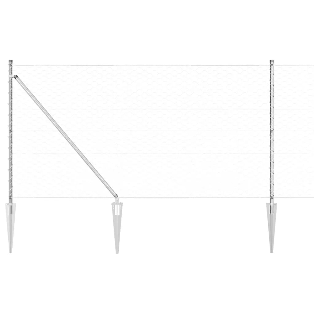 Palo della recinzione Argento 25 x 1 m (rete da 50 mm) Acciaio