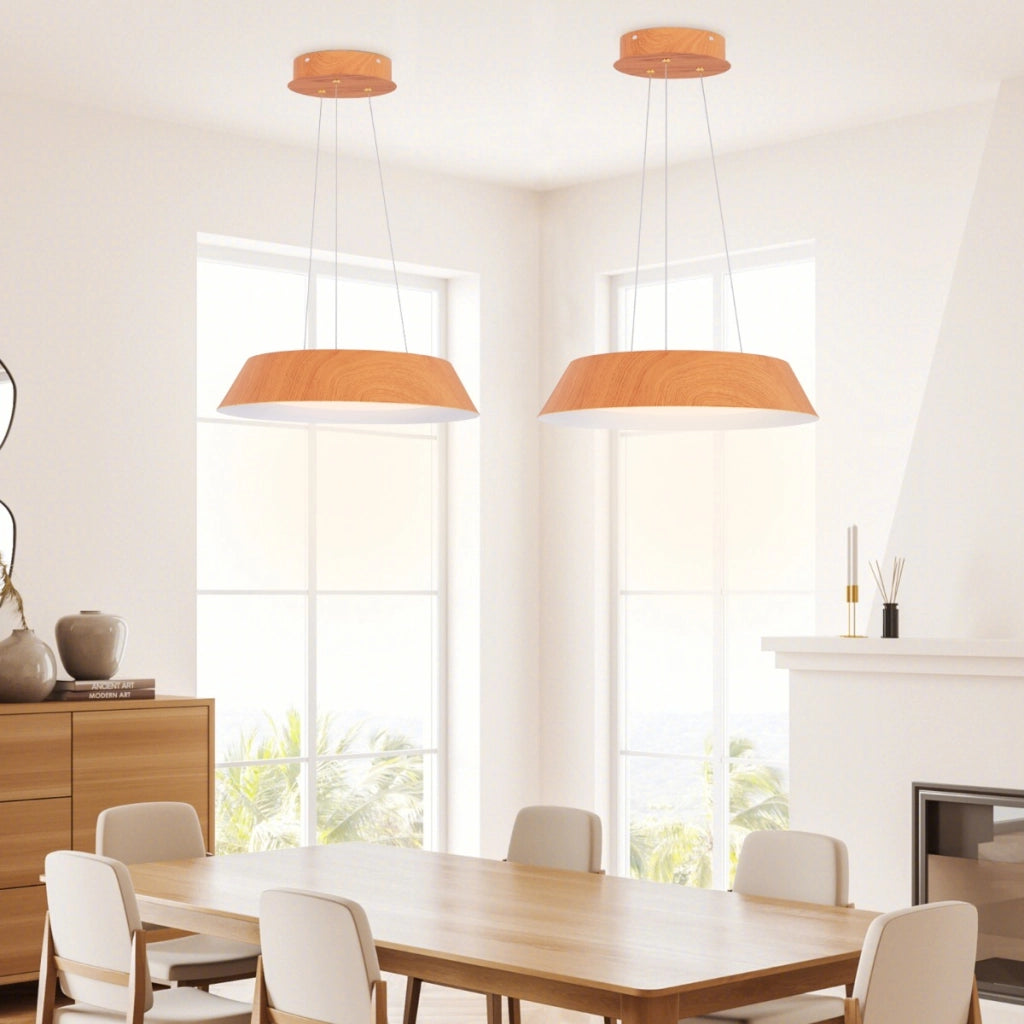 Lampada LED a soffitto con venature in legno cornice in metallo, Lampada da soffitto moderna da 21W Naturale-Lampade