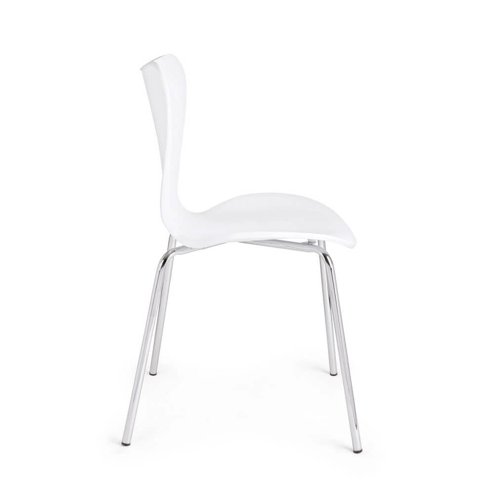 Set di 4 Sedie Impilabili con Seduta in Plastica e Gambe Cromate - LINDSAY