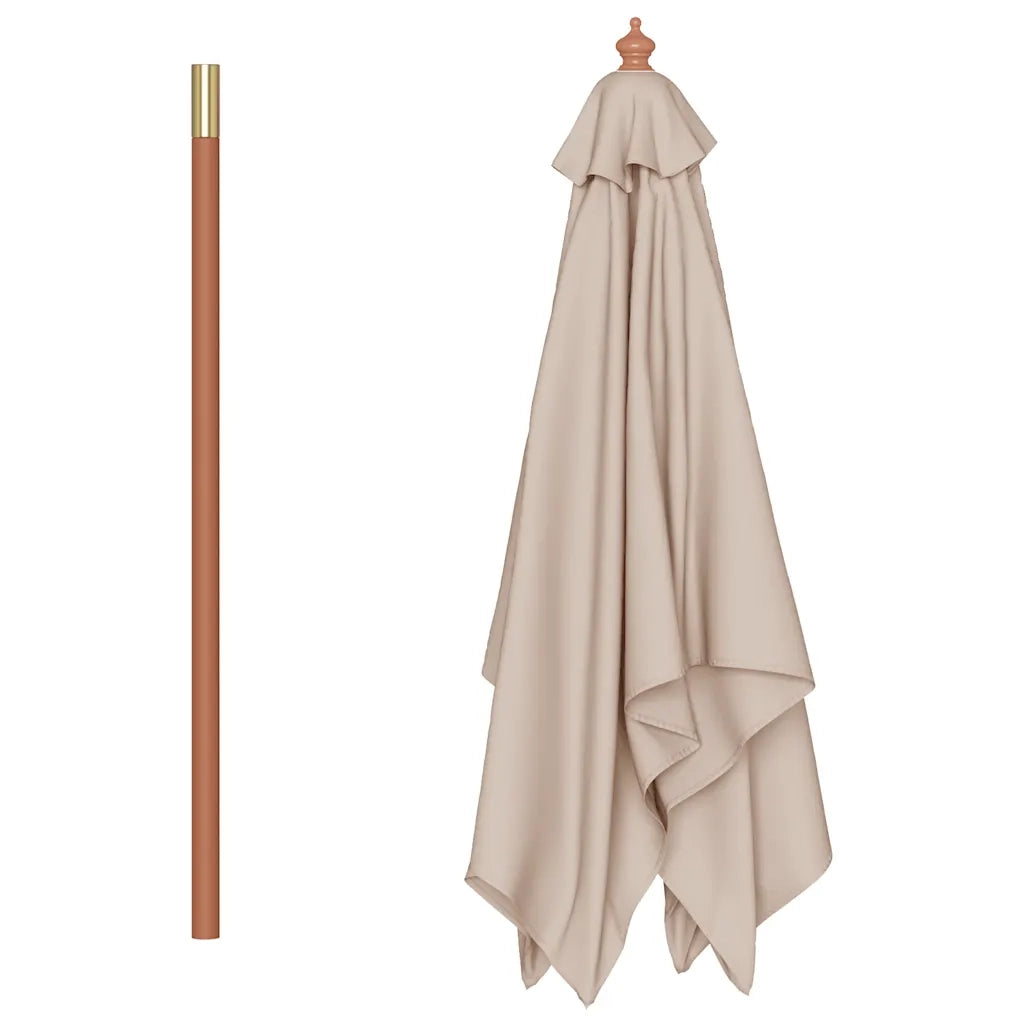Ombrellone da Esterni-Ombrello da giardino con Palo in Legno 150x200 cm Tortora