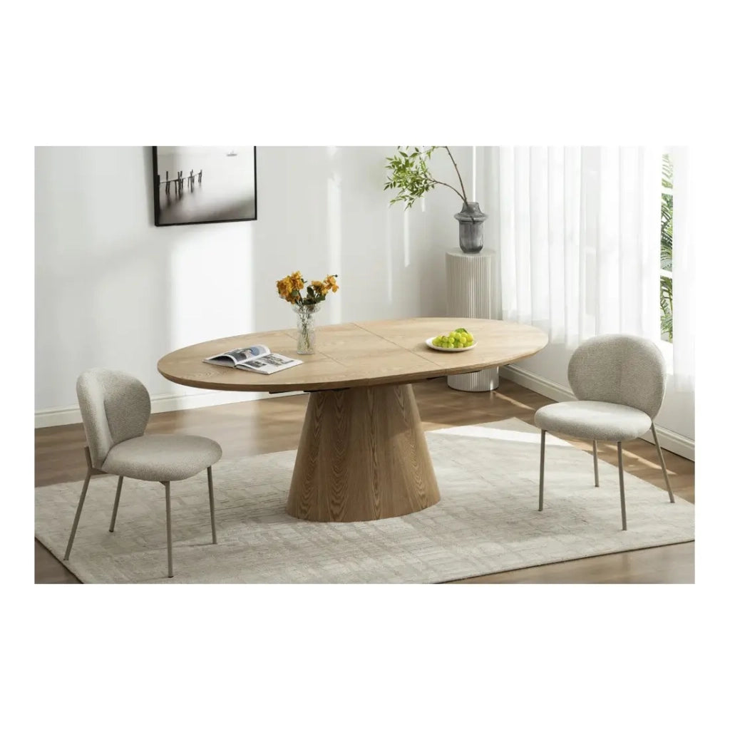 Tavolo da pranzo LUMEA – Ovale allungabile da 160 a 200 cm – Effetto legno – Stile rustico