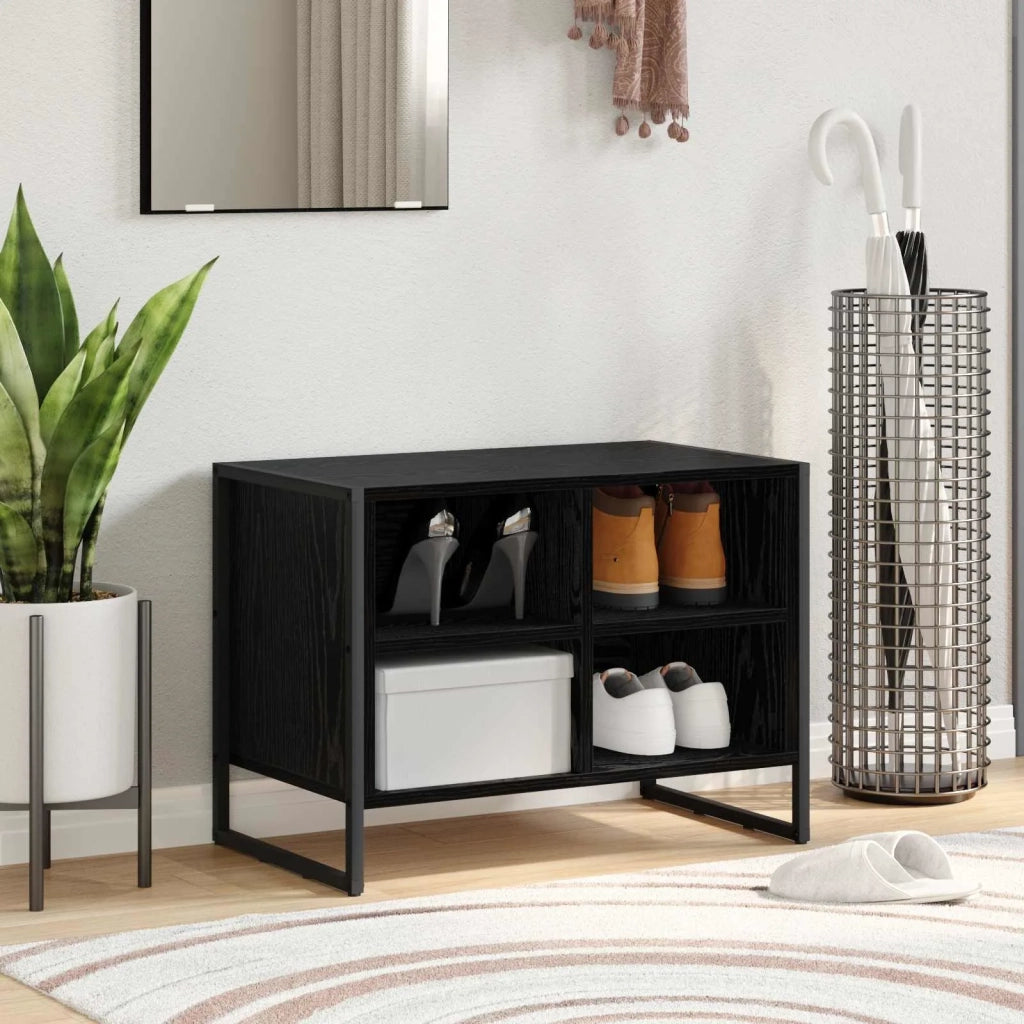 Mobile per scarpe-Scarpiera Rovere Nero 60 x 35 x 44 cm Legno multistrato 786454