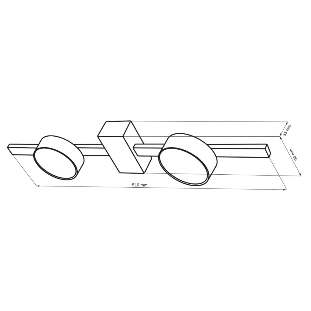 Faretto soffitto doppio nero su barra 2xGX53 10W Polux