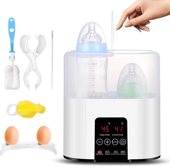 Flessenwarmer 4in1 - Inclusi Accessori - Flessenwarmers per Doppie Fiaschette per Bambini - Cottura di Uova & Riscaldamento Rapido & Disgelamento & Tenuta Calda - Materiale BPA Sicuro