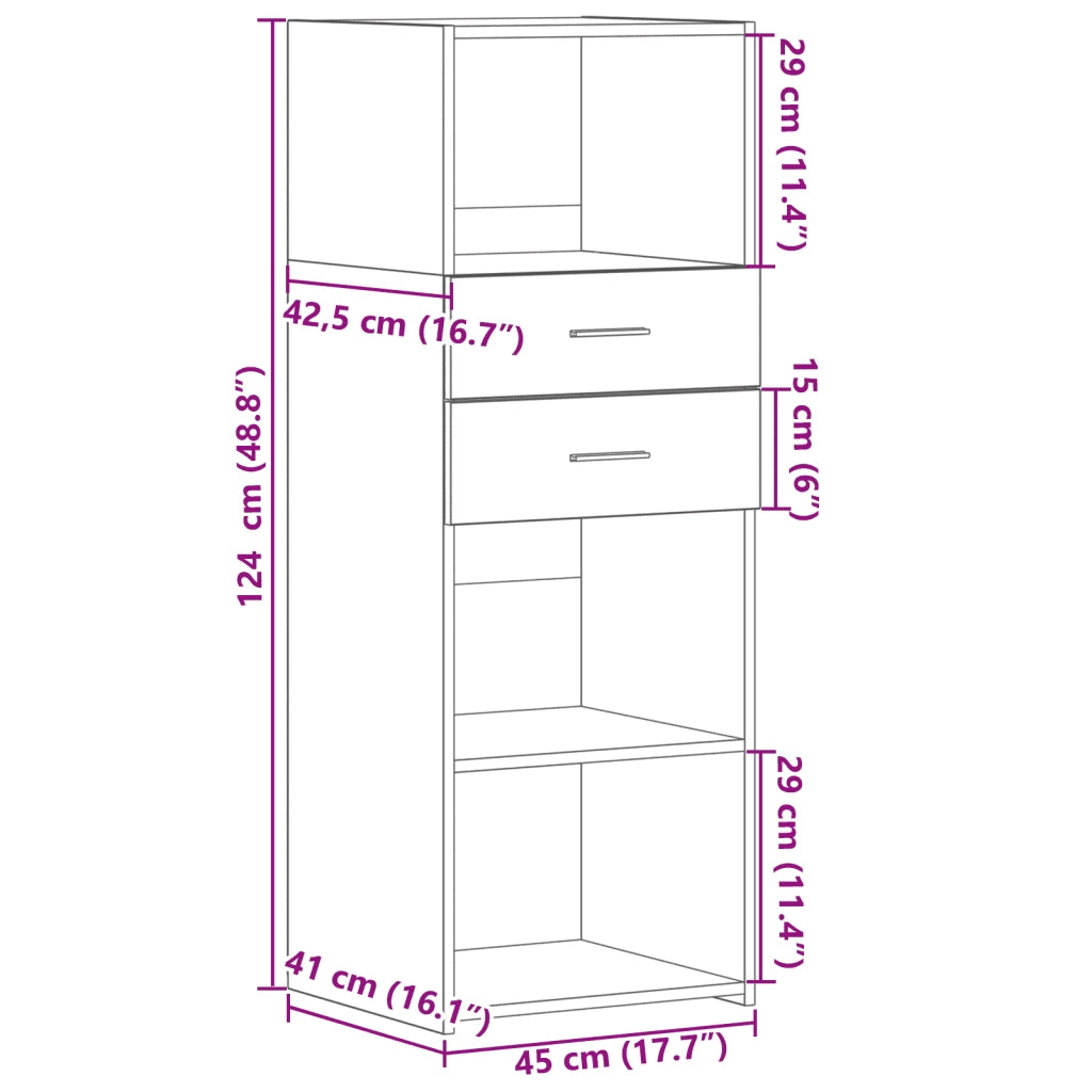 Credenza Grigio Cemento 45x42,5x124 cm in Legno Multistrato 846169