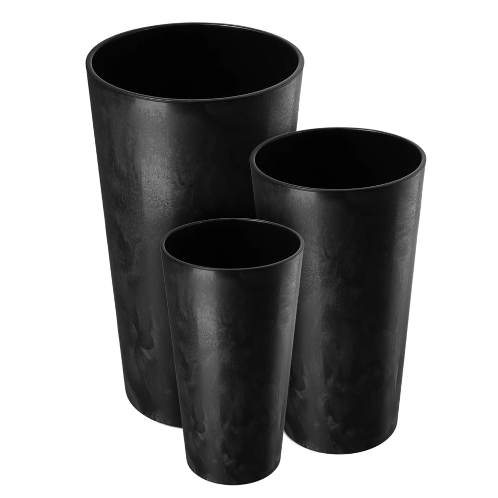 Vaso da fiori KADAX 57 cm con coperchio e inserto, vaso da fiori in plastica nero
