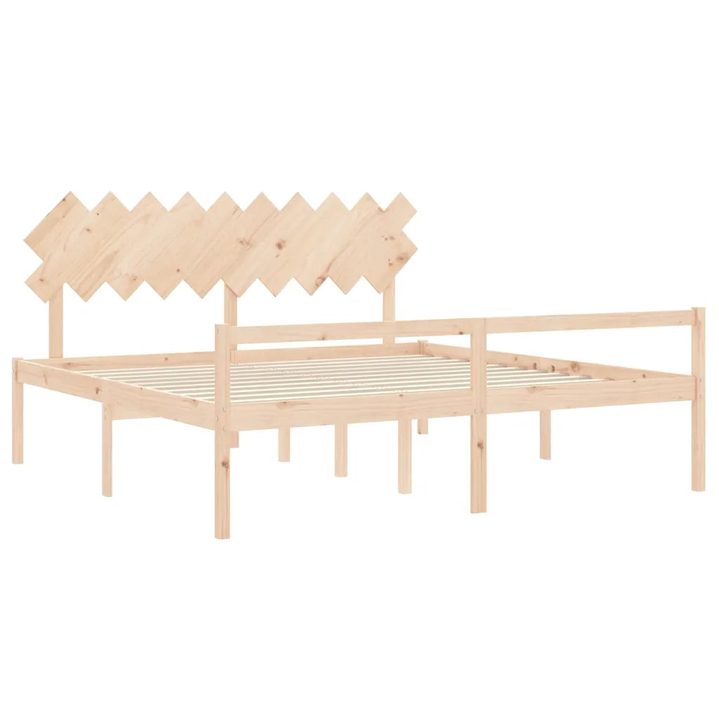 Letto per Anziani con Testiera-Struttura Letto per Anziani 200x200 cm in Legno Massello 464176
