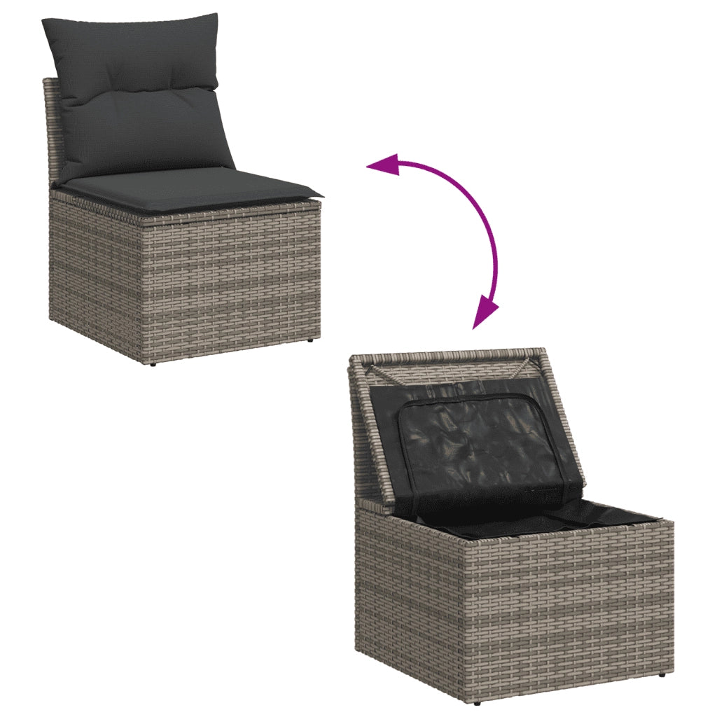 Set Divani da Giardino 3 pz con Cuscini Grigio in Polyrattan 3259841