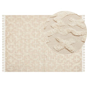 Tappeto in cotone beige 140 x 200 cm minimalista trapuntato motivo geometrico soggiorno camera da letto