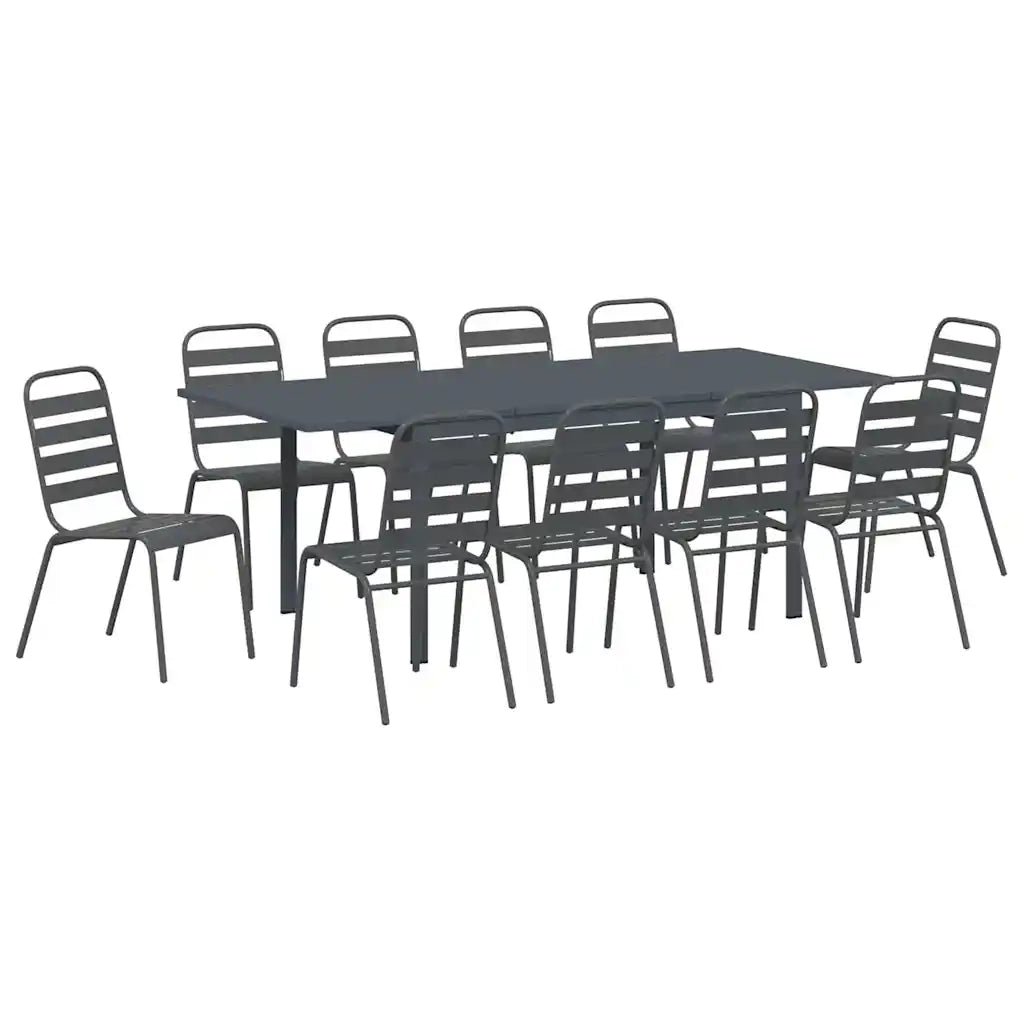 vidaXL Set da Pranzo per Giardino 11 pcs Antracite Acciaio