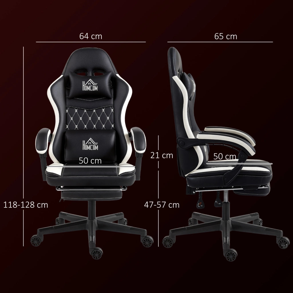 Sedia da ufficio gaming con poggiapiedi ¨C Xylo ¨C similpelle nero e bianco girevole regolabile