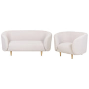 Set divano e poltrona 3 posti in poliestere beige e oro con gambe dorate stile glamour retrò soggiorno