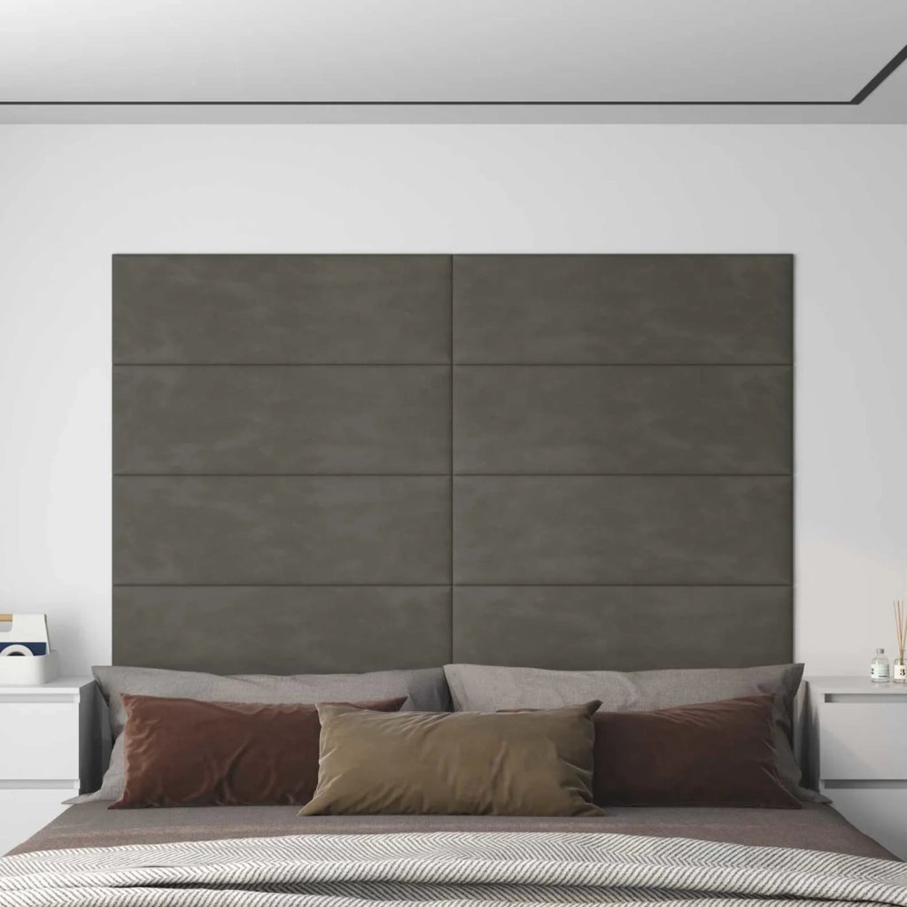Testiera da Parete 12 pcs Grigio scuro 90 x 30 cm Velluto 42020544