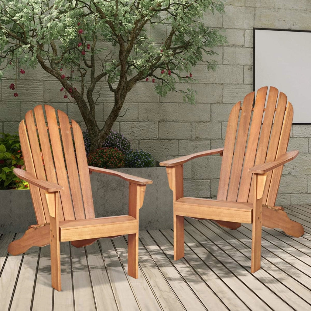 Adirondack Chair in Legno Massello da Esterno, Sedia a Sdraio Prendisole da Spiaggia, Ideale per Cortile, Giardino e Balcone, 69 x 88 x 103 cm (naturale)