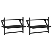 2 pz Mensole da Parete | Scaffali a Parete | Ripiano a parete con Aste Nere 40x25x30 cm