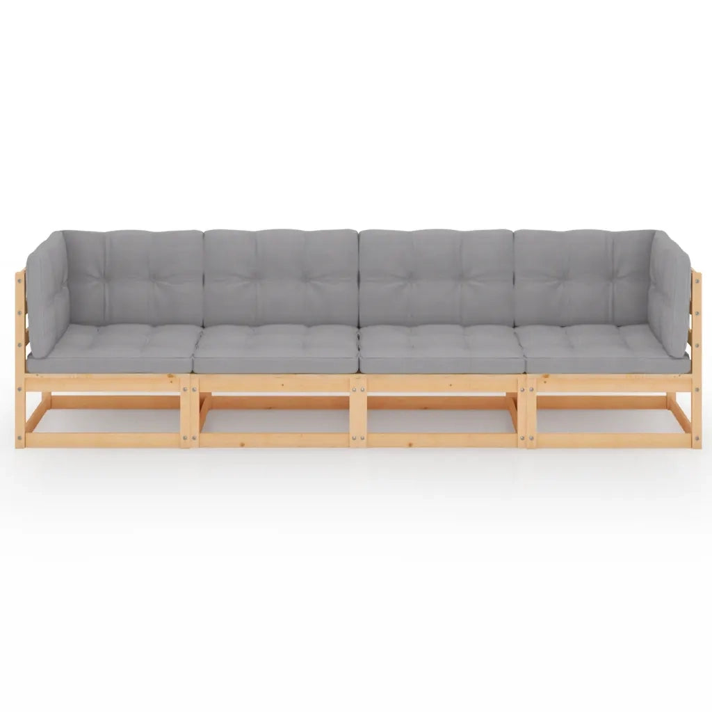 Divano da Giardino a 4 Posti con Cuscini Legno Massello di Pinocod mxl 72837