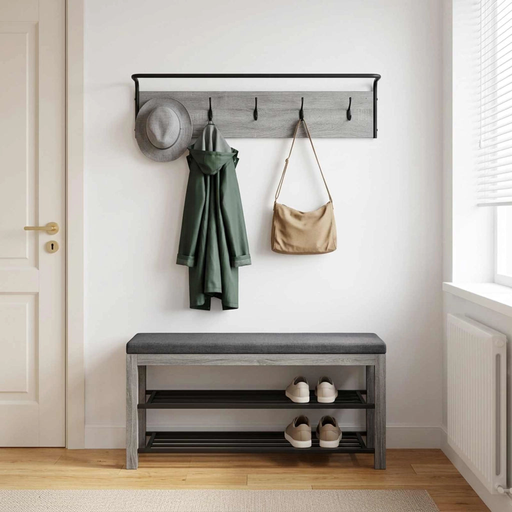 Appendiabiti Montaggio a parete Sonoma grigio 100 x 30 x 25 cm 8014091