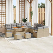 Set Divano da Giardino con cuscino 14 pcs Beige polyrattan 3362592