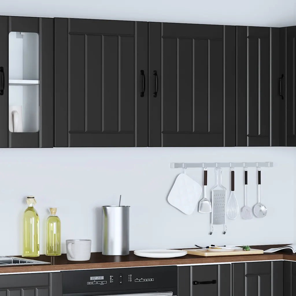 Pensili da cucina 2 pz Lucca in Legno Multistrato Nero 853800