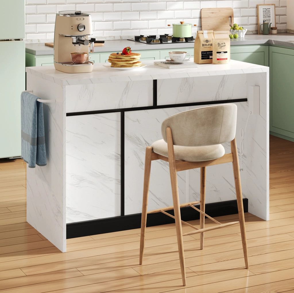 Isola da cucina 120x60x91 cm con prese USB e bancone