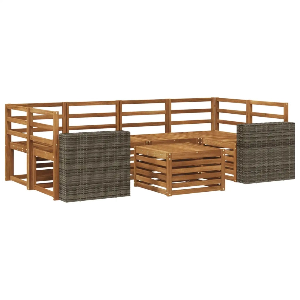 Set di divani da esterno 7 pz Naturale Legno di Acacia Massello 3384095