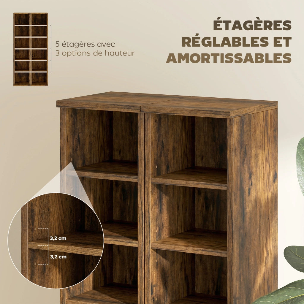 Armadio per CD e DVD ¨C zephmum ¨C marrone 21x22.5x88.5 cm