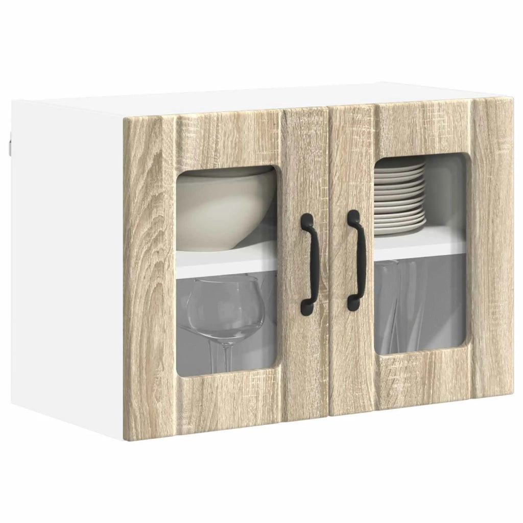 Pensile da cucina | Mobile in vetro da parete LUCCA 2 pz Rovere Sonoma