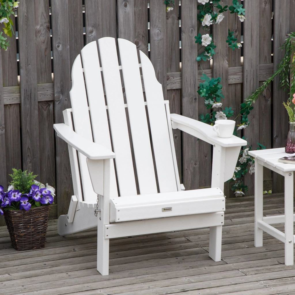 Sedia Adirondack pieghevole per balcone e giardino bianca