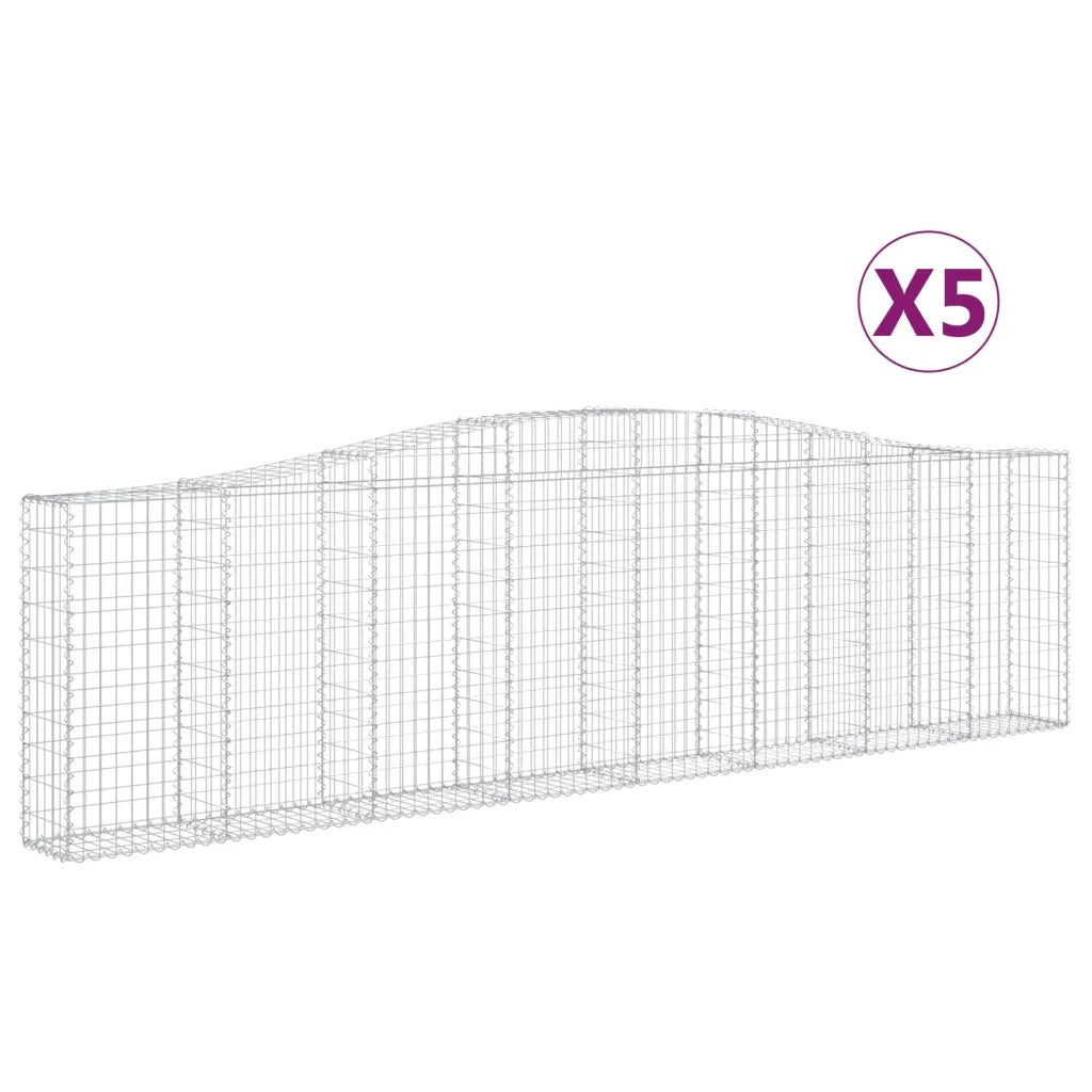 Cesti Gabbioni ad Arco 5 pz 400x30x100/120 cm Ferro Zincatocod mxl 123929